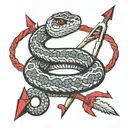 rattlesnake wrapped around red tipped arrow  tattoo design idea