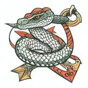 rattlesnake wrapped around red tipped arrow  tattoo design idea