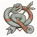 rattlesnake wrapped around red tipped arrow  tattoo design idea