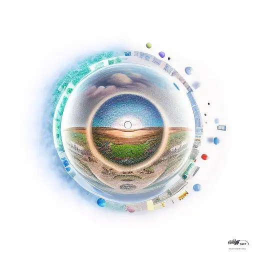 7 spheres, each containing a different day of the biblical 7 days of creation  tattoo design idea