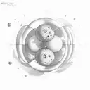 7 spheres, each containing a different day of the biblical 7 days of creation  tattoo design idea