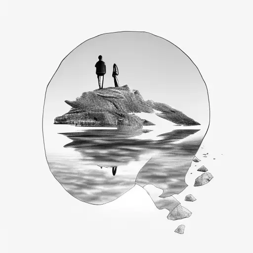 mirror with reflection of a person tattoo design idea