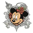 mickey mouse raisin hell ke " written tattoo design idea