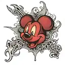mickey mouse raisin hell ke " written tattoo design idea