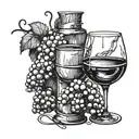 wine grape and glass overflowing tattoo design idea