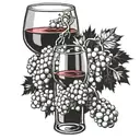 wine grape and glass overflowing tattoo design idea