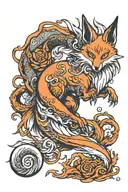 nine tailed fox tattoo design idea