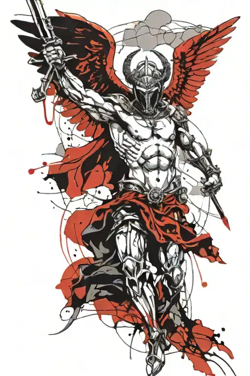 st micheal slaying the devil tattoo design idea