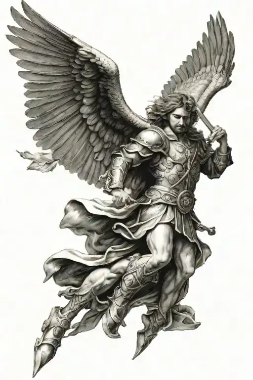 st micheal slaying the devil tattoo design idea