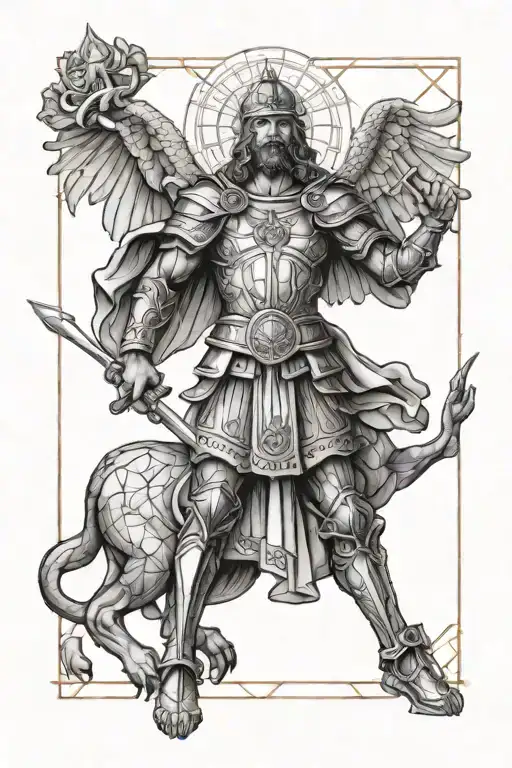 st micheal slaying the devil tattoo design idea