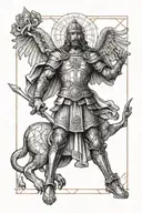 st micheal slaying the devil tattoo design idea