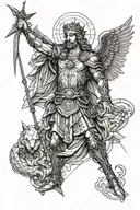 st micheal slaying the devil tattoo design idea