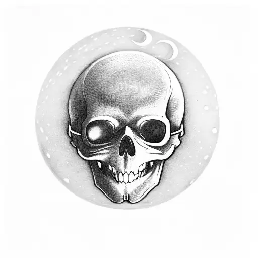 ghost skull under a white cloth flying in front of the moon tattoo design idea