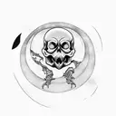 ghost skull under a white cloth flying in front of the moon tattoo design idea