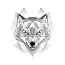 geometric wolf face tattoo design idea