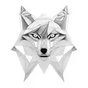geometric wolf face tattoo design idea