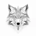 geometric wolf face tattoo design idea