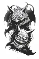 Gengar, Haunter, Gastly surrounded by swirling mist tattoo design idea