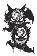 Gengar, Haunter, Gastly surrounded by swirling mist tattoo design idea