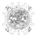 planet saturne in a puzzle tattoo design idea