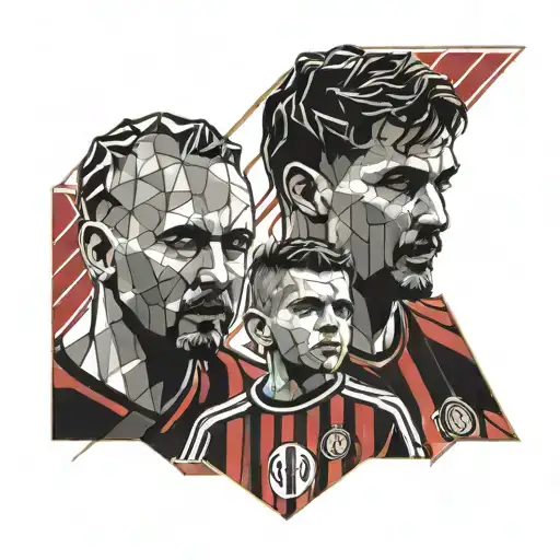 ac Milan supporter, father and son looking tattoo design idea