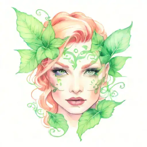 dc poison ivy face tattoo design idea