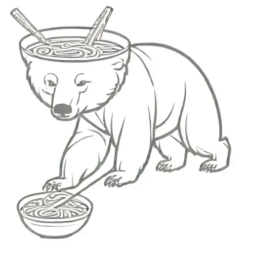 Bear eating Pho tattoo design idea