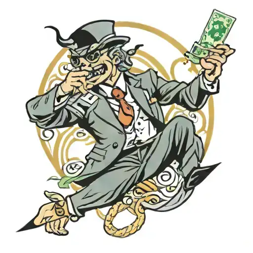 chasing money greed tattoo design idea
