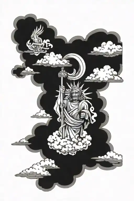 god in clouds with verse roman's 8:18 tattoo design idea