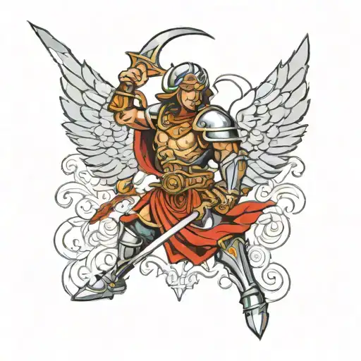 archangel warrior tattoo design idea
