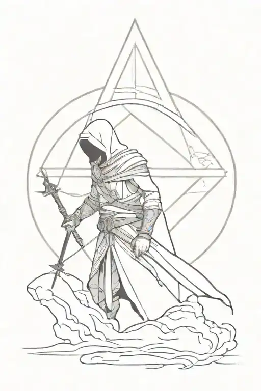 assassin creed, fantasy scene tattoo design idea