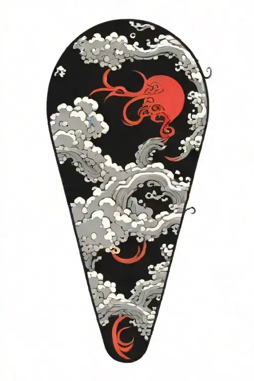 ninja japanese clouds swirling smoke tattoo design idea
