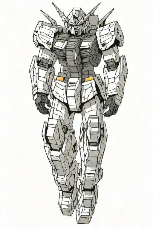 Design a tattoo featuring a gundam with shoes tattoo design idea
