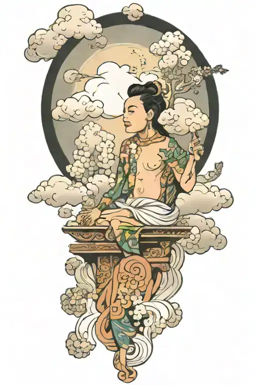 philippine folk lore with japanese clouds surrounding tattoo design idea