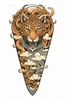 animal forming from clouds surrounding tattoo design idea