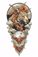 animal forming from clouds surrounding tattoo design idea