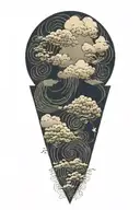 japanese cloud with geometry patterns tattoo design idea