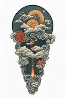 japanese cloud with geometry patterns tattoo design idea