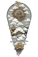 japanese clouds floating tattoo design idea