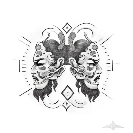 two-faced Janus with one face looking forward, representing things within my control, and the other face looking backwar tattoo design idea