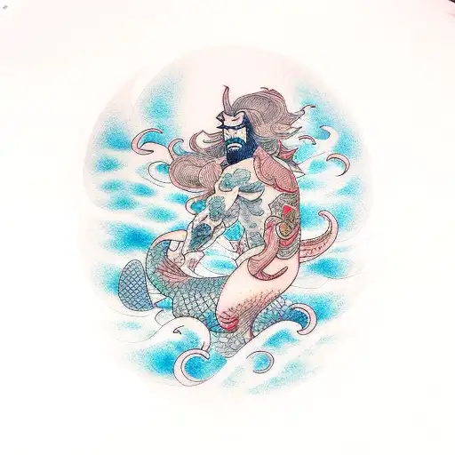 merman tattoo design idea