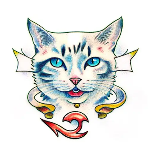 calico cat tattoo design idea
