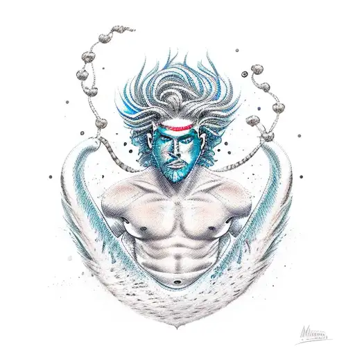 merman tattoo design idea