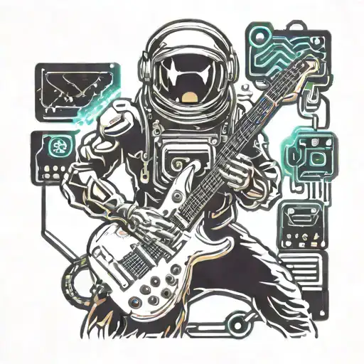 astronaut plays electric guitar made tattoo design idea