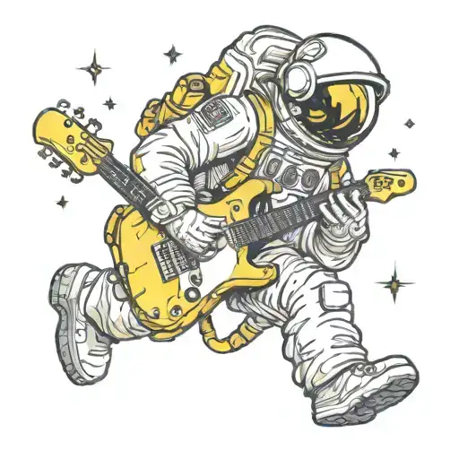 astronaut plays electric guitar made tattoo design idea