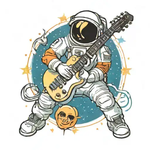 astronaut plays electric guitar made tattoo design idea