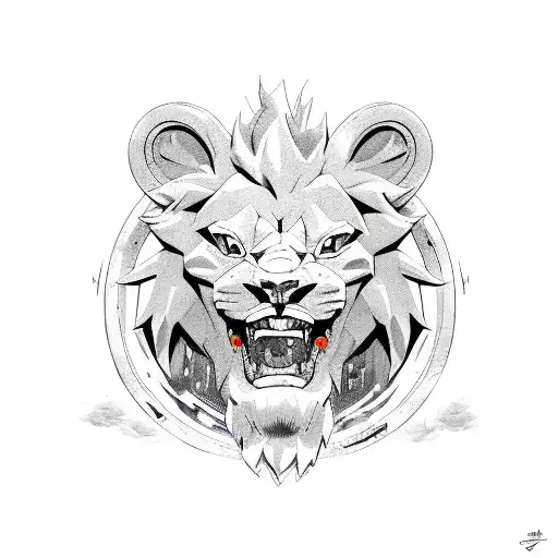  lion head with dragon ball 4 stars ball tattoo design idea