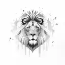  lion head with 4 stars glass ball tattoo design idea