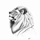  lion head with 4 stars glass ball tattoo design idea
