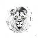  lion head with 4 stars glass ball tattoo design idea
